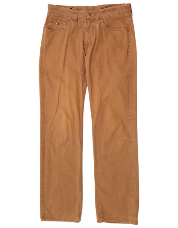 Tommy Hilfiger Mens Straight Casual Trousers W32 L32 Brown Cotton