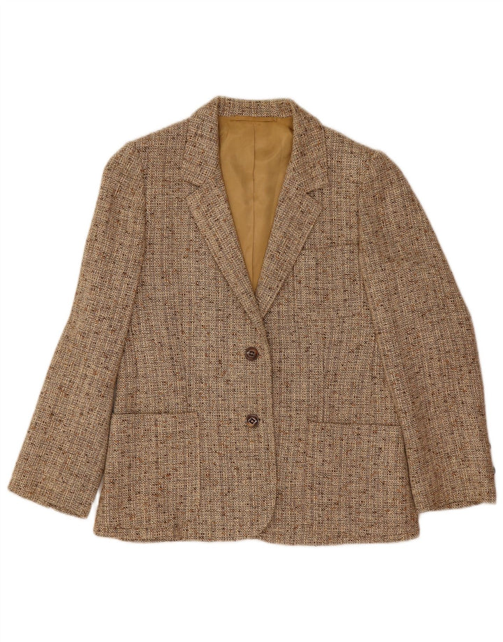 Vintage Damen 2-Knopf-Blazerjacke UK 10 Small Beige Flecked