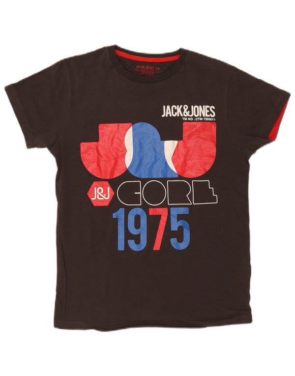 Jack & Jones Mens Graphic T-Shirt Top Small Brown Cotton