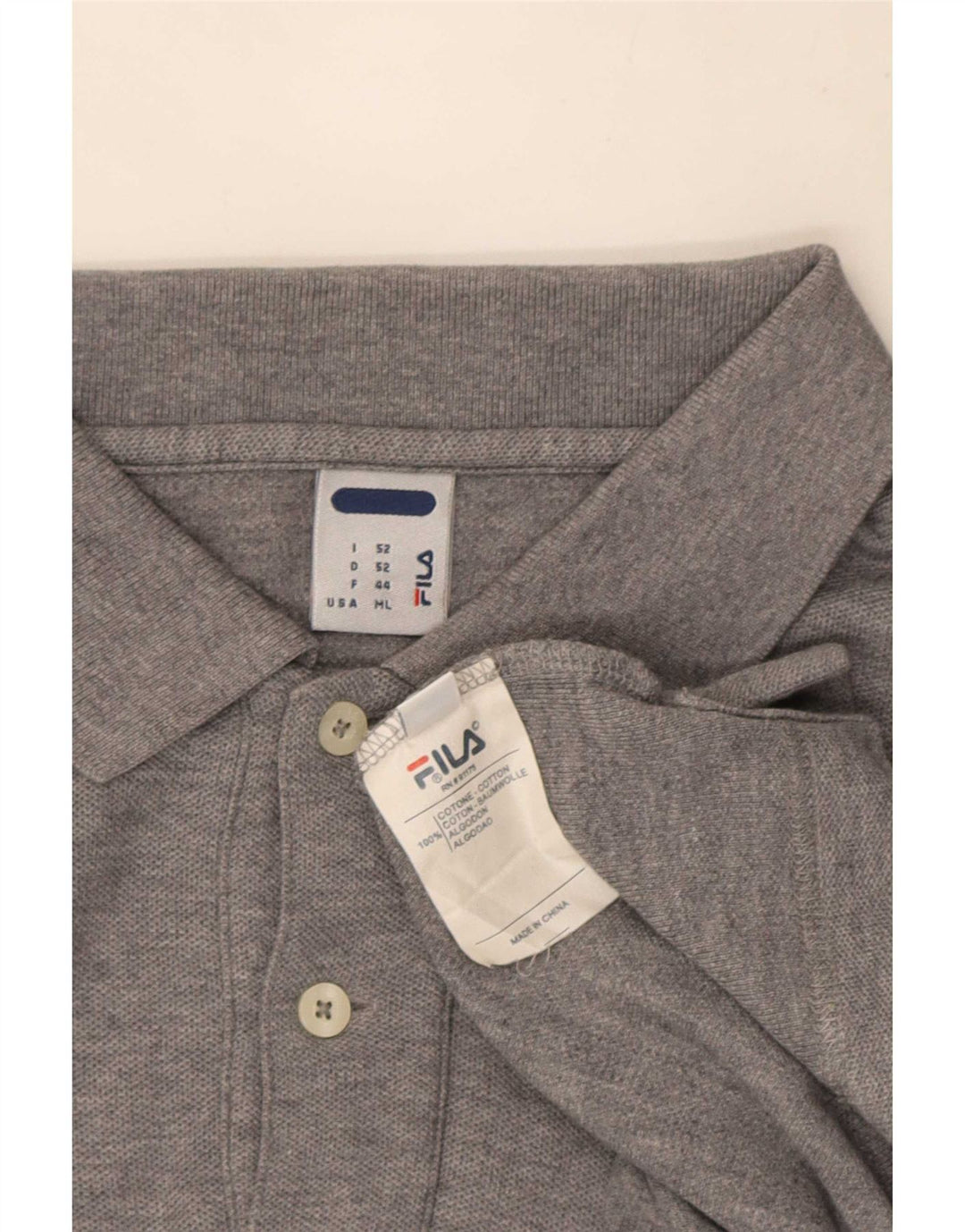 Fila Mens Polo Shirt Medium Grey Flecked Cotton