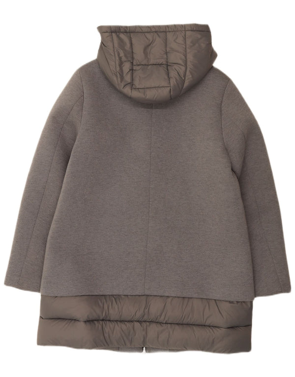 United Colors of Benetton Womens Hooded Padded Coat UK 12 Medium Grey Modal