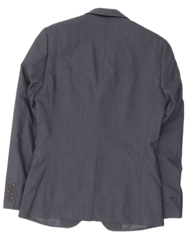 Dkny Mens 2 Button Slim Fit Blazer Jacket UK 36 Small Navy Blue Wool
