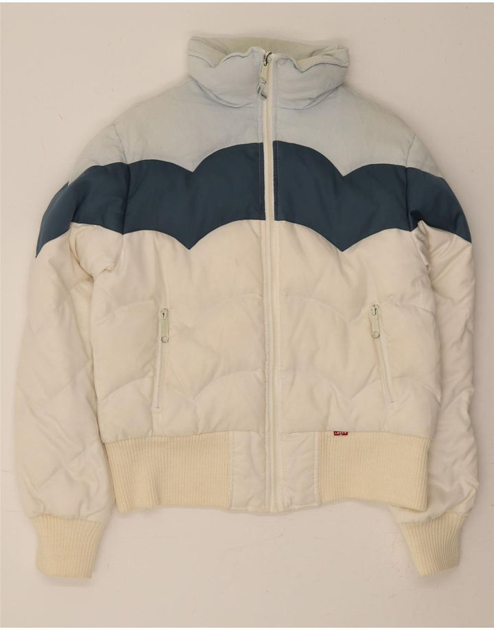 LEVI'S Womens Padded Jacket UK 16 Large White Colourblock Polyester Vintage Levi's and Second-Hand Levi's from Messina Hembry 