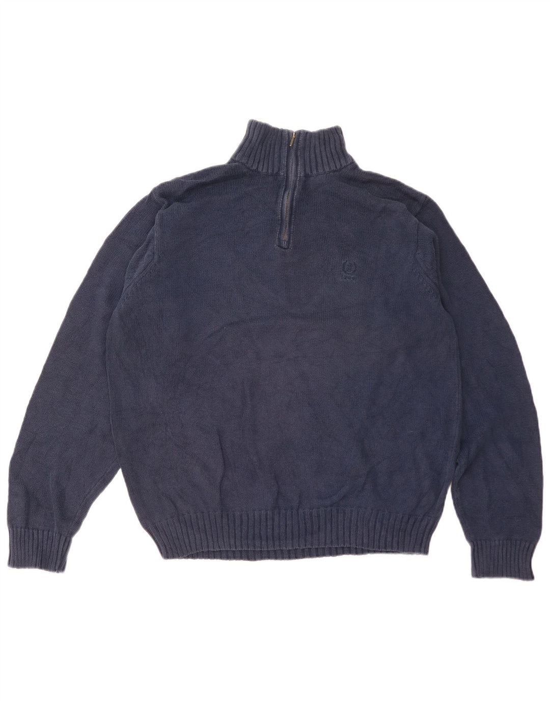 Izod Mens Zip Neck Jumper Sweater Medium Navy Blue Cotton