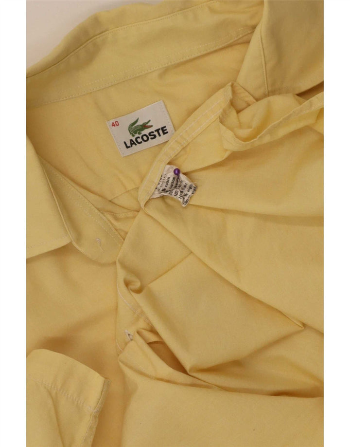 Lacoste Mens Short Sleeve Shirt Size 40 Medium Yellow Cotton