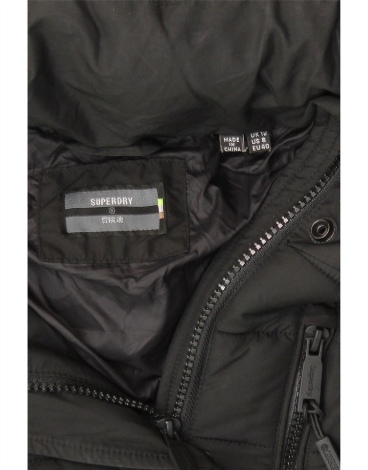 Superdry Veste matelassée à capuche pour femme UK 12 Medium Noir Polyester