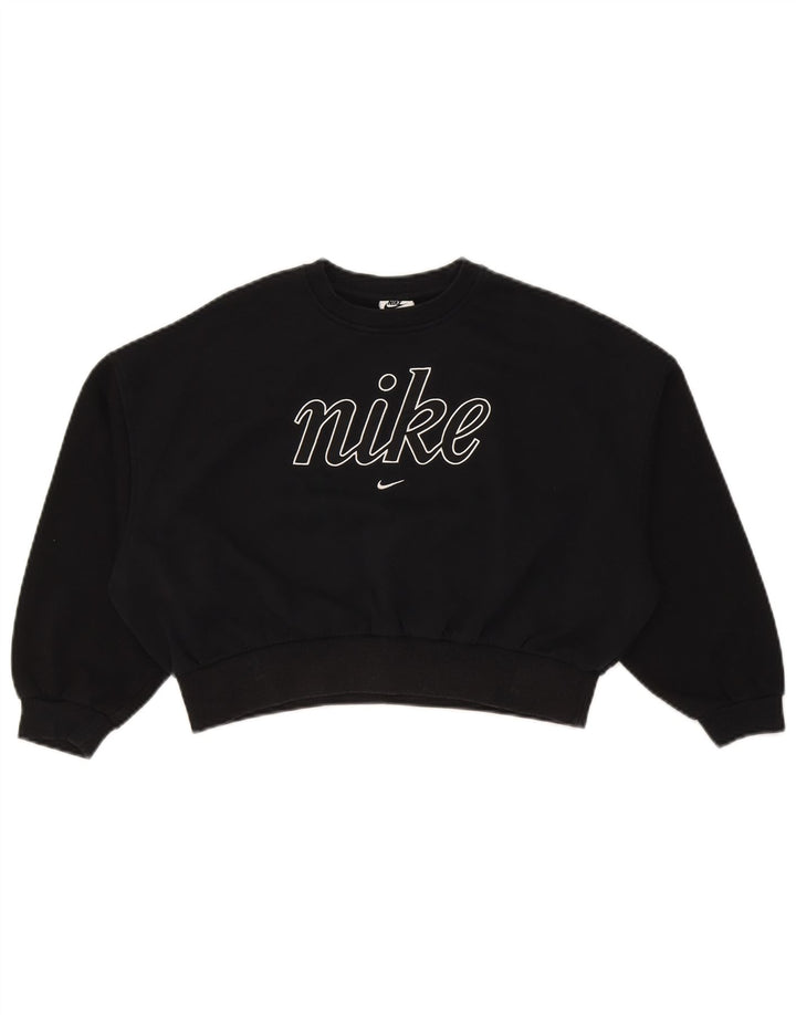 Nike Girls Oversized Crop Sweatshirt Jumper 10-11 Years Medium Black