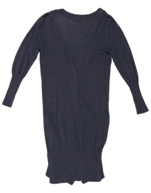 Marks & Spencer Womens Longline Cardigan Sweater UK 10 Small Navy Blue