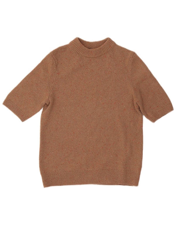 Maglione da donna con scollo a barca a maniche corte Cos UK 10 piccolo marrone screziato