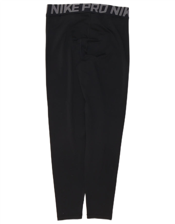 NIKE Womens Dri Fit Graphic Leggings UK 12 Medium  Black Polyester