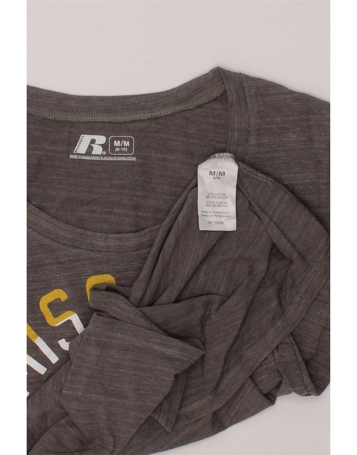 RUSSELL ATHLETIC Womens Graphic T-Shirt Top US 8/10 Medium Grey Vintage Russell Athletic and Second-Hand Russell Athletic from Messina Hembry 