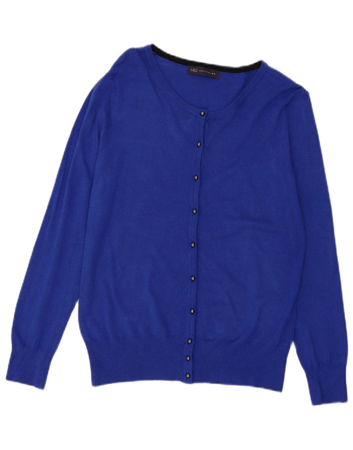 MARKS & SPENCER Womens Cardigan Sweater UK 12 Medium Blue Viscose