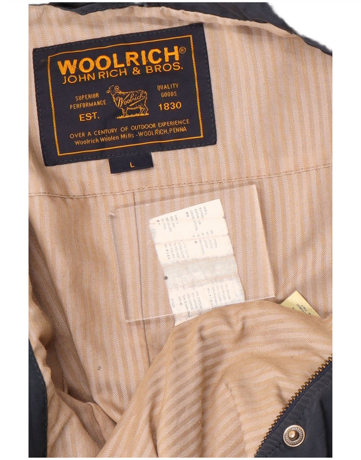 Woolrich Womens Bomber Jacket UK 16 Large Navy Blue Cotton