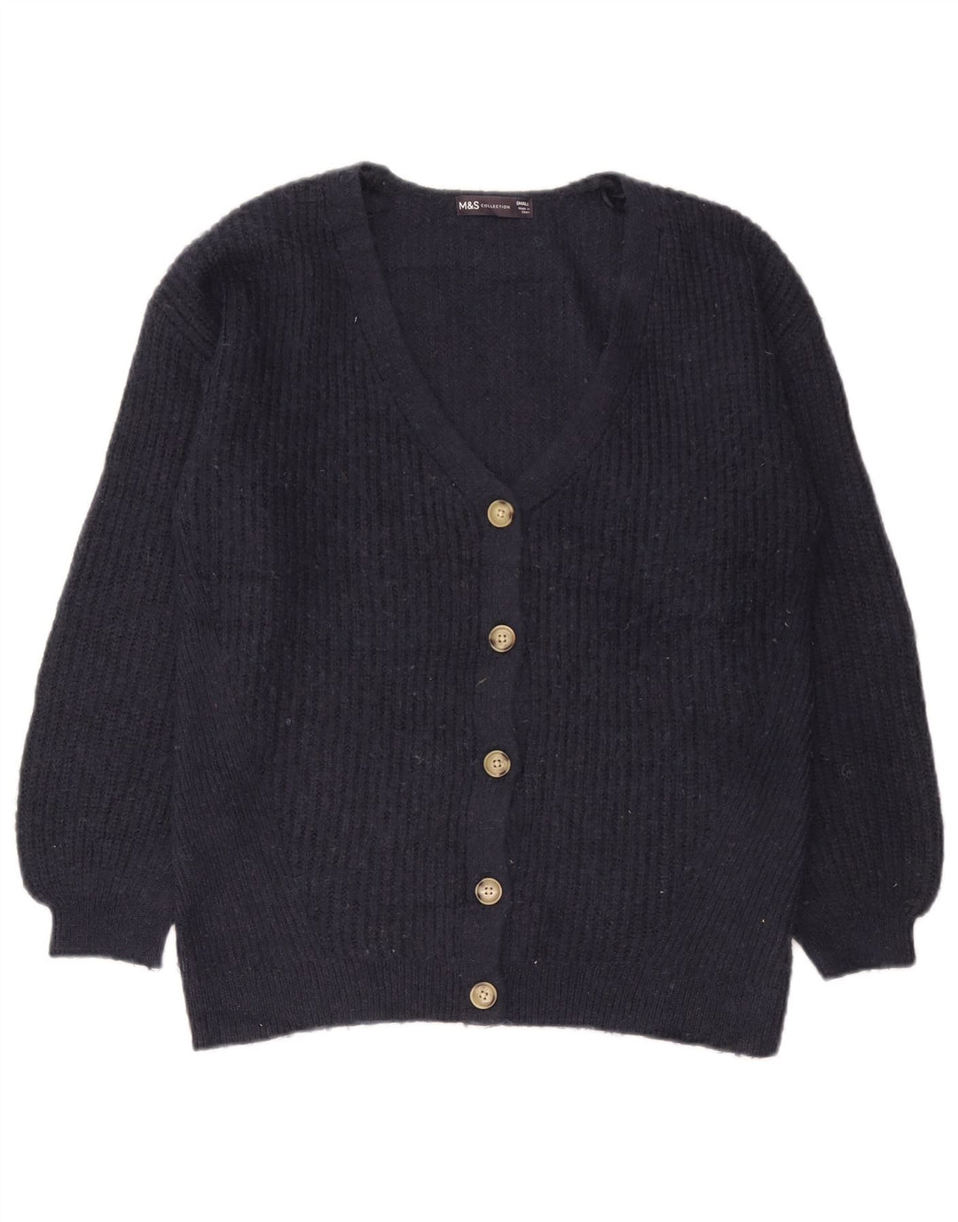 Marks & Spencer Womens Oversized Cardigan Sweater UK 10 Small Navy Blue