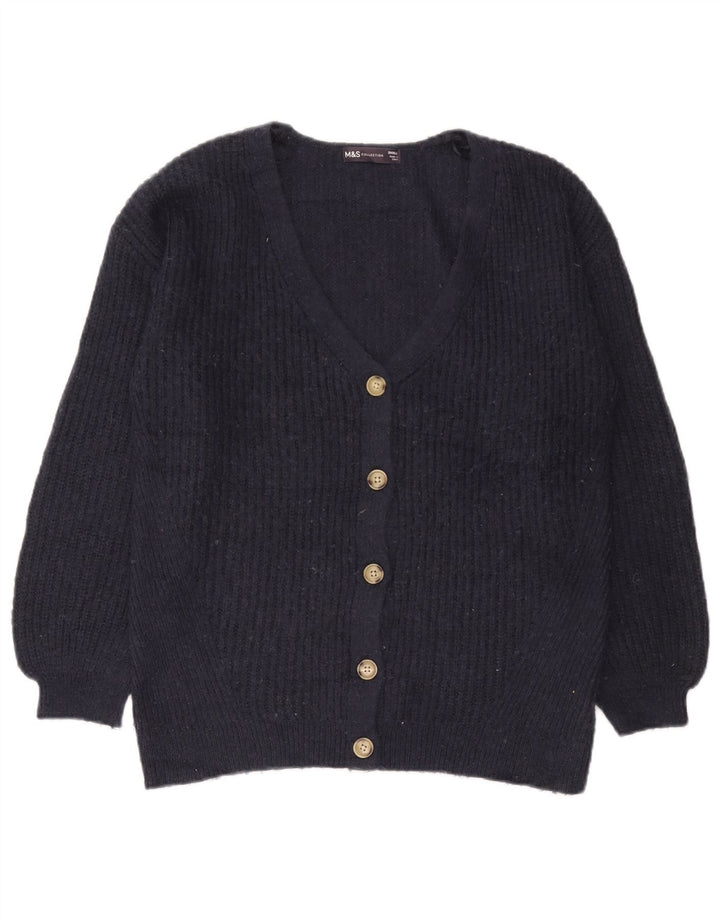 Marks & Spencer Womens Oversized Cardigan Sweater UK 10 Small Navy Blue