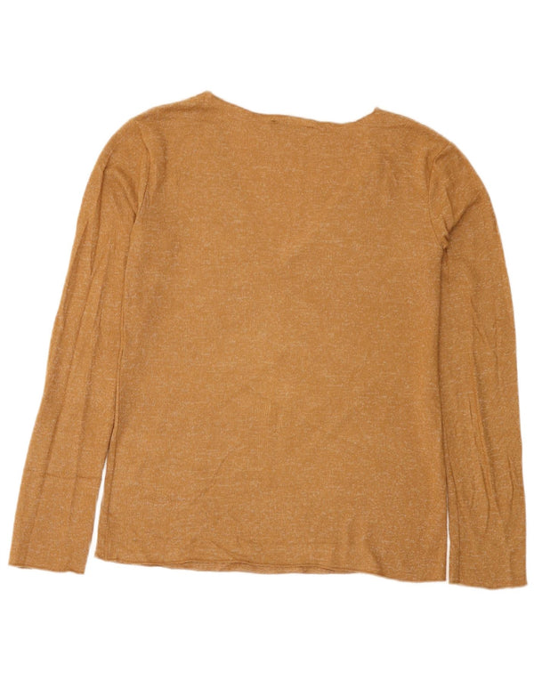Zara Womens Top Long Sleeve UK 10 Small Beige Flecked