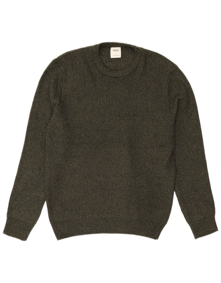 Marks & Spencer Mens Crew Neck Jumper Sweater Large Khaki Polyamide