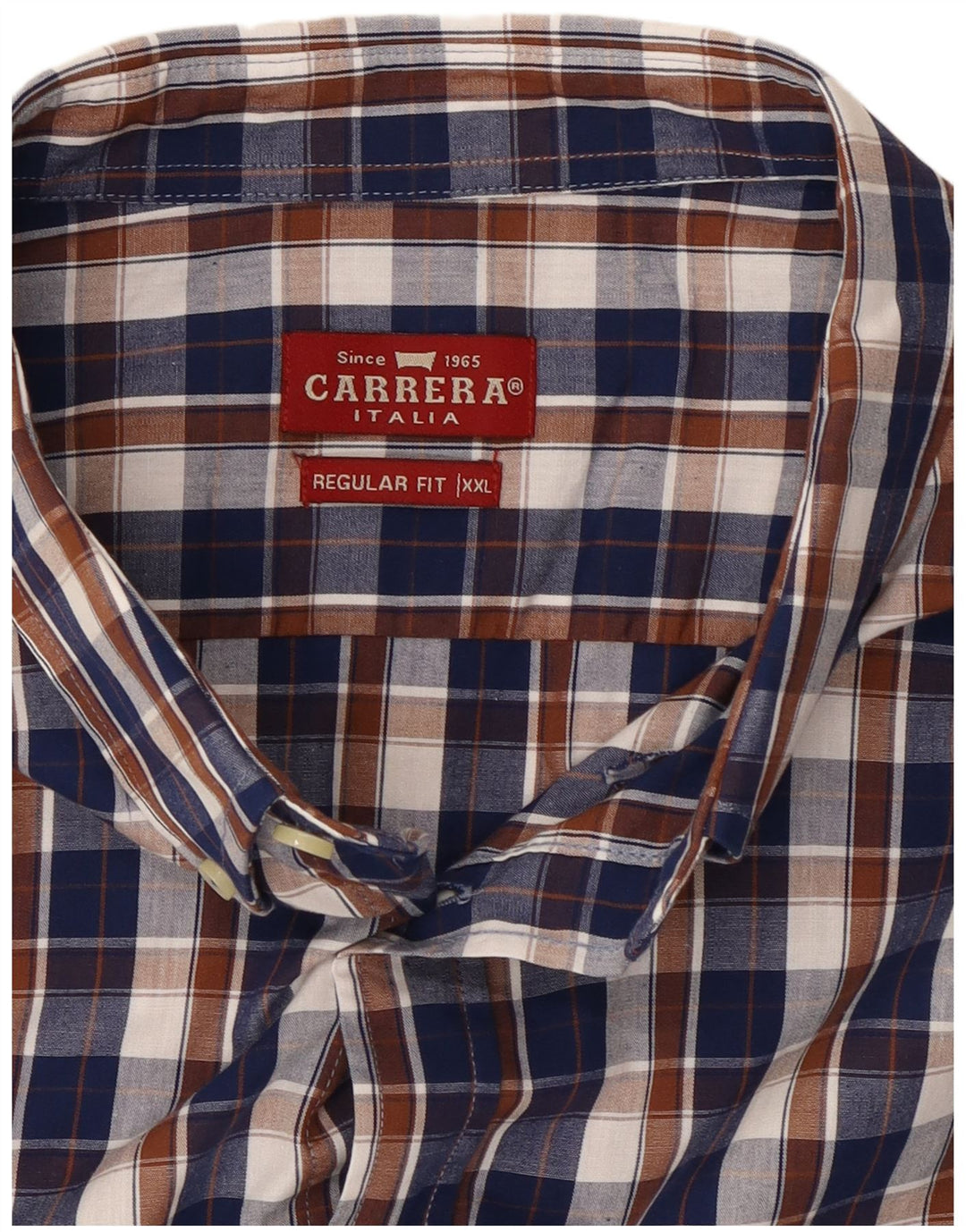 Carrera Mens Short Sleeve Regular Fit Shirt 2XL Navy Blue Check