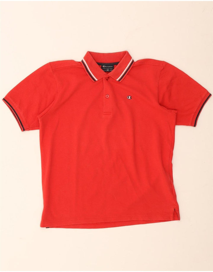 CHAMPION Boys Polo Shirt 9-10 Years Medium Red Cotton