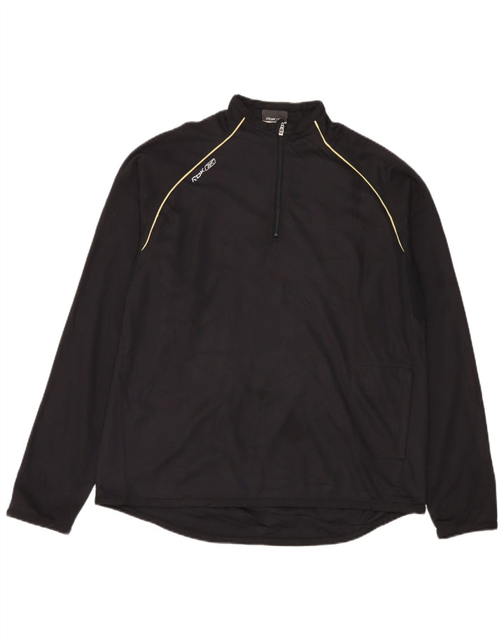 Reebok Mens Zip Neck Pullover Tracksuit Top Large Black Polyester