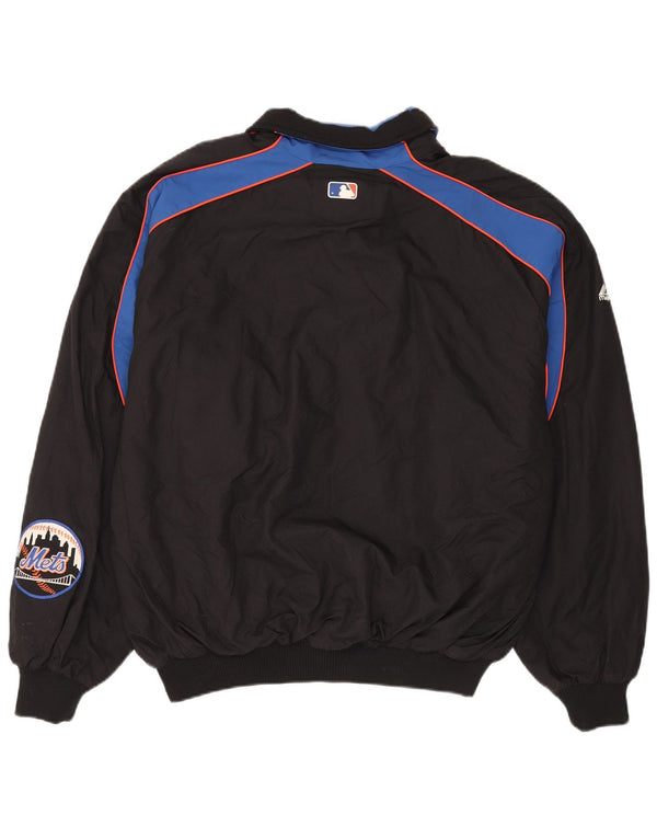 Majestic Mens Mets Graphic Dresowa kurtka górna XL Czarny nylon z blokami kolorów