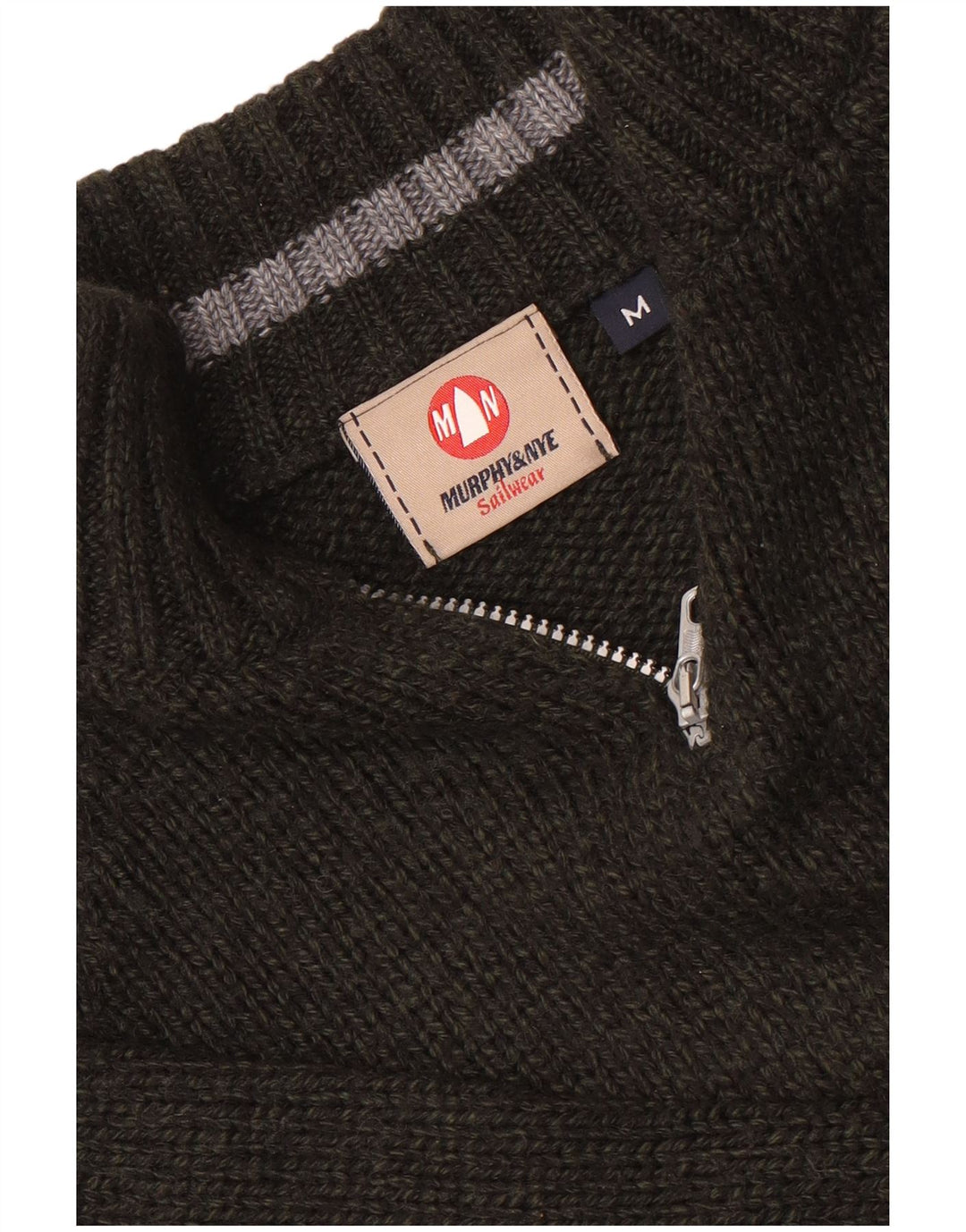 Murphy & Nye Pull col zippé homme rayé vert moyen
