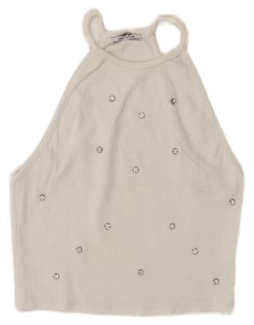 Zara Womens Crop Halter Top UK 8 Small White