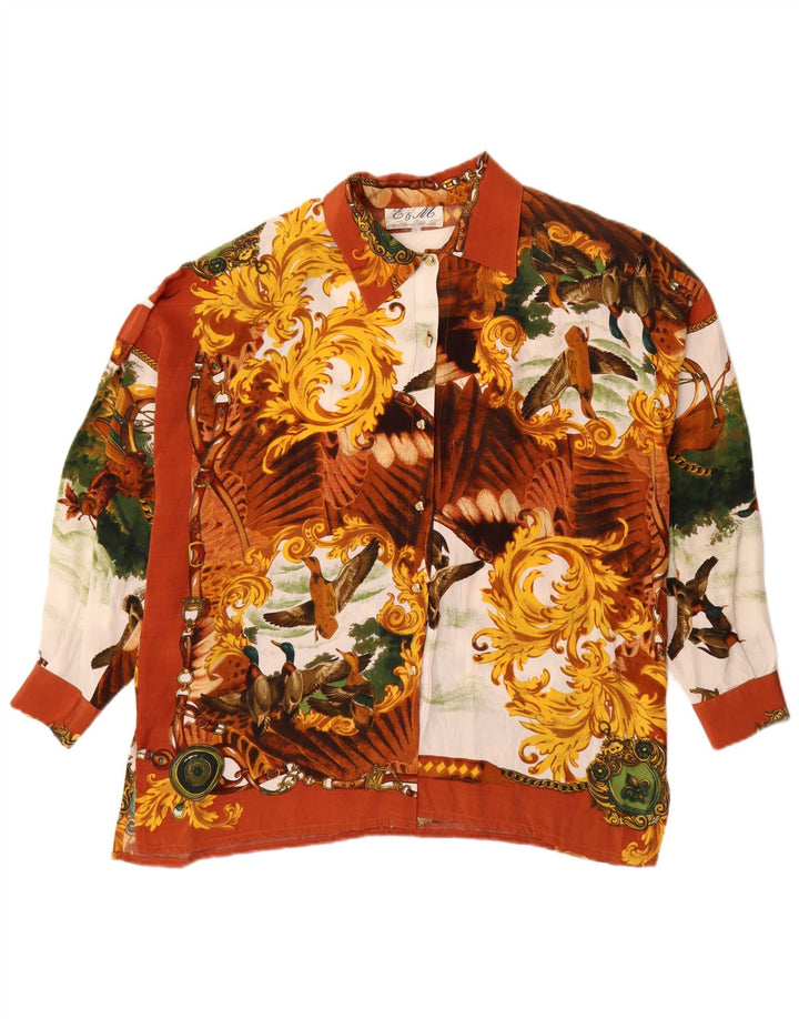 E & M Womens Graphic Shirt Blouse UK 14 Medium Multicoloured Floral