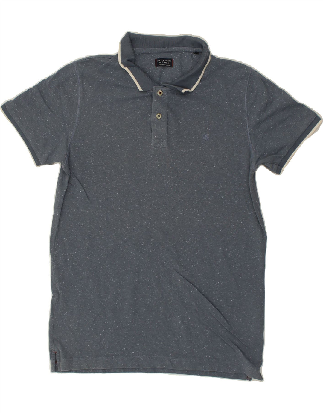 JACK & JONES Mens Premium Polo Shirt Medium Grey Flecked Cotton | Vintage Jack & Jones | Thrift | Second-Hand Jack & Jones | Used Clothing | Messina Hembry 
