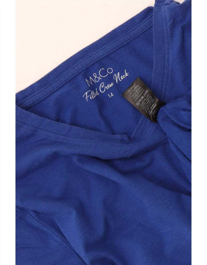 M&Co Womens Top Long Sleeve UK 14 Medium Blue Modal