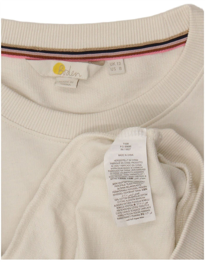 BODEN Womens Sweatshirt Jumper UK 12 Medium White Cotton