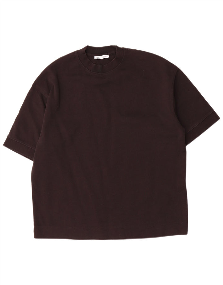 T-shirt Zara da uomo Top Small in cotone nero
