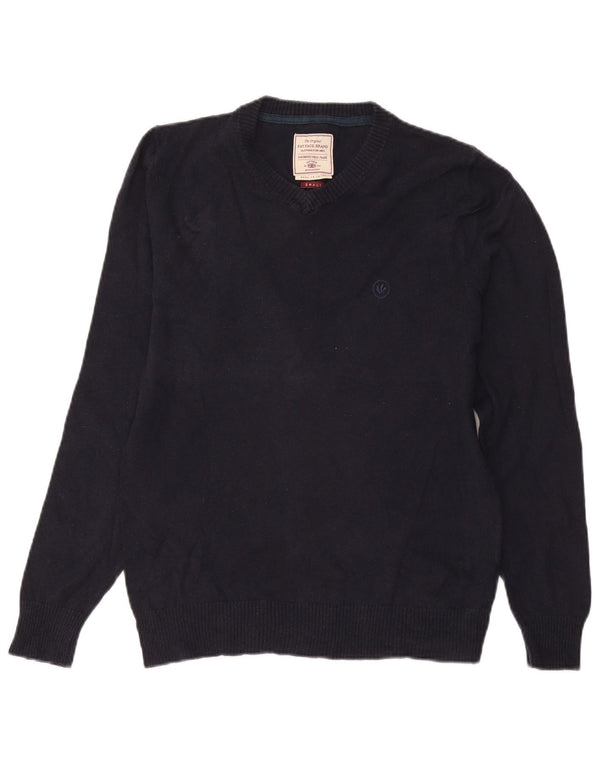 Fat Face Mens V-Neck Jumper Sweater Small Navy Blue Cotton