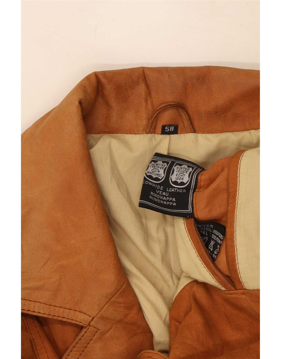 Vintage hombres 3 botones cuero Blazer chaqueta EU 58 4XL marrón