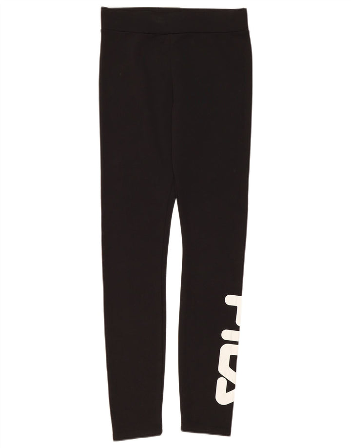 Fila Damen Grafik-Leggings UK 8 Small Schwarz Polyester