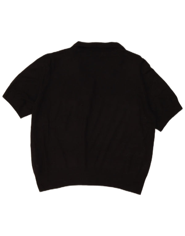Marks & Spencer Damski sweter polo z krótkim rękawem, UK 18 XL, czarny