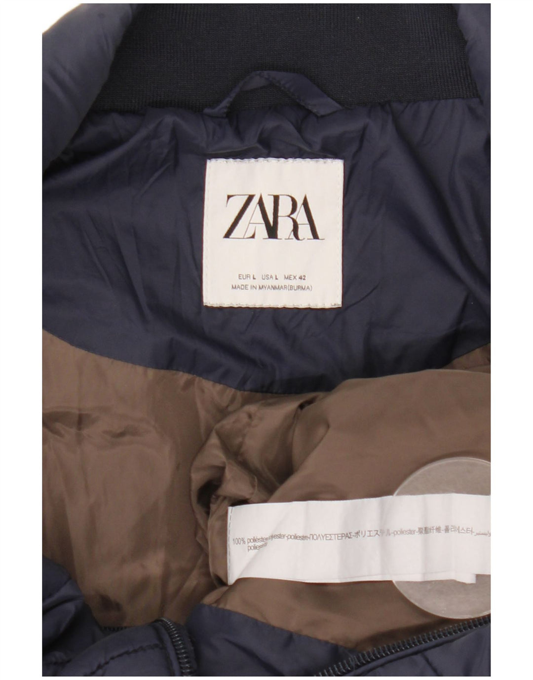 Zara Herre Polstret Gilet UK 40 Large Navy Blue Polyester