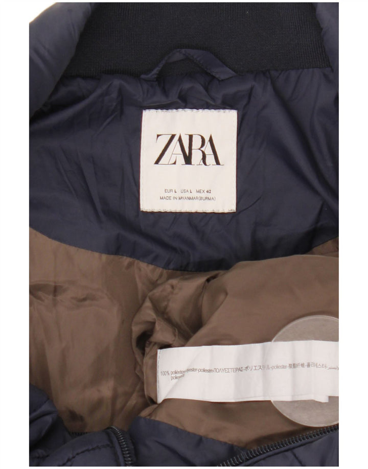 Zara Herre Polstret Gilet UK 40 Large Navy Blue Polyester