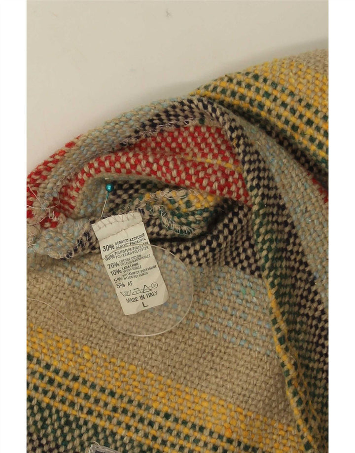 Gilet vintage da uomo grande in acrilico a righe multicolori