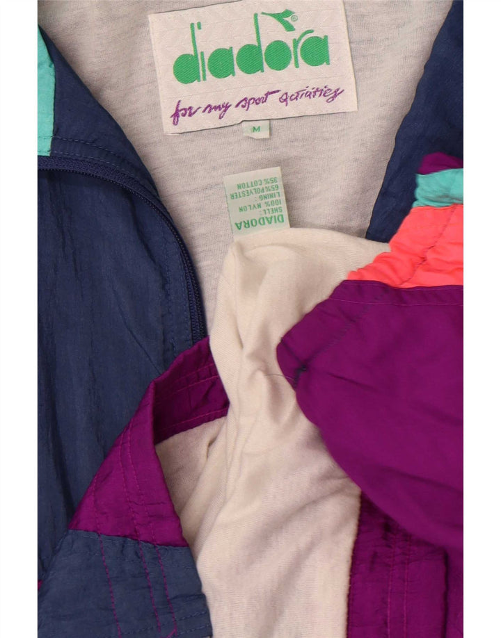 Diadora Womens Tracksuit Top Jacket Medium Multicoloured Colourblock Retro