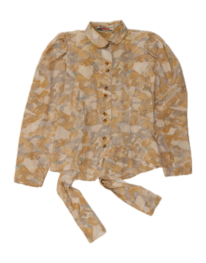 ALPHORN Womens Abstract Pattern Shirt Blouse EU 36 Small Beige Polyester Vintage Alphorn and Second-Hand Alphorn from Messina Hembry 