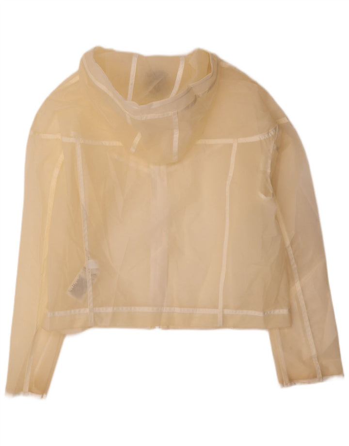 Nike Womens Hooded Oversized Rain Jacket UK 10 Small Off White Polyurethane