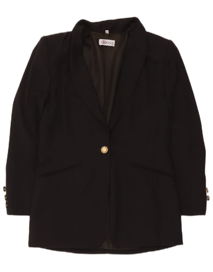 Bianca Womens Longline 1 Button Blazer Jacket EU 36 Small Black Polyester