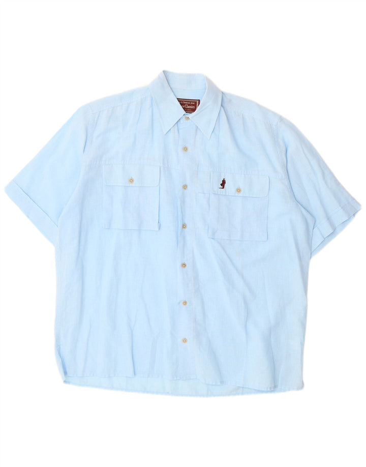 Marlboro Classics Herren Kurzarmhemd Mittelblau