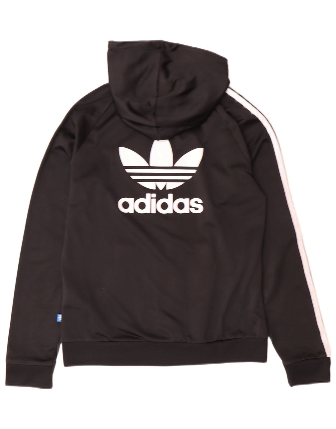 ADIDAS Womens Graphic Zip Hoodie Sweater UK 12 Medium Black Polyester