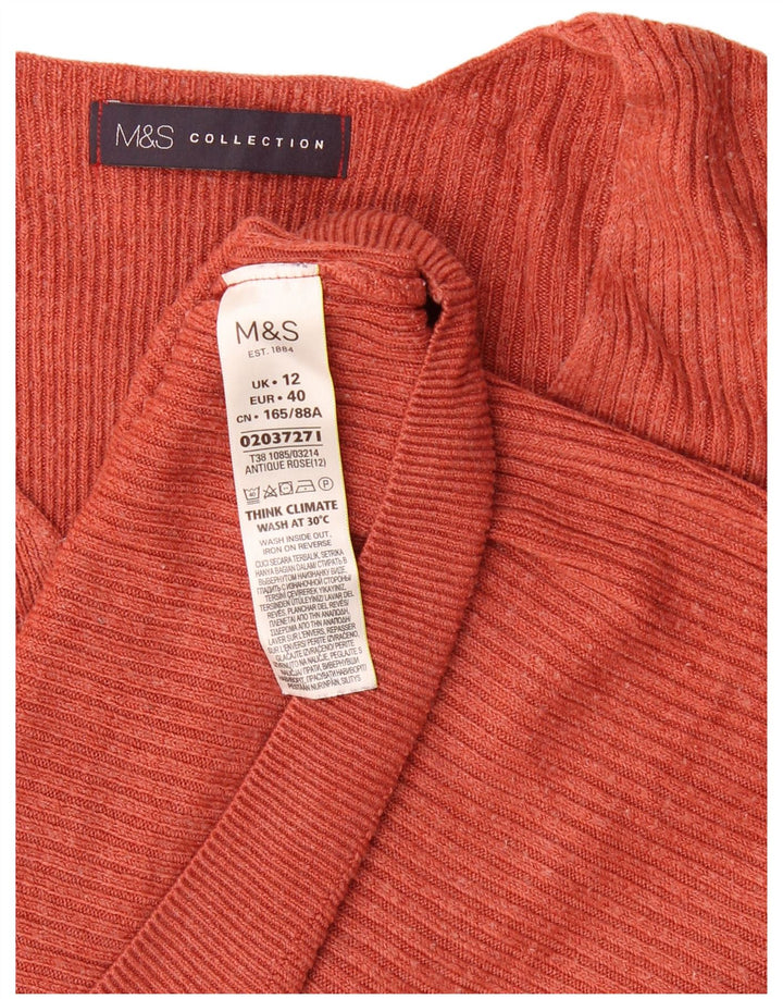 Marks & Spencer Womens V-Neck Jumper Sweater UK 12 Medium  Brown Acrylic