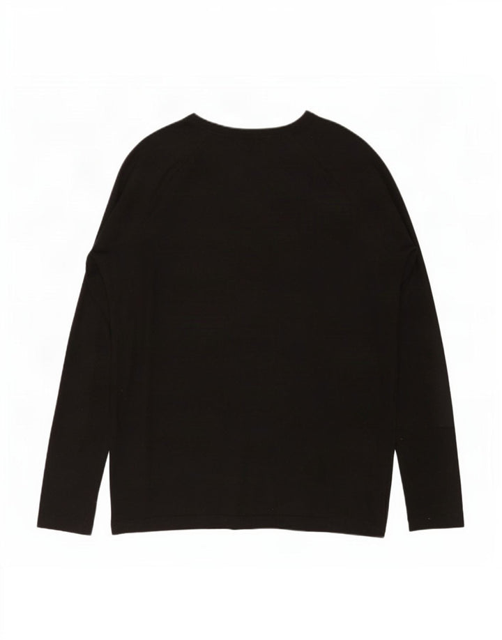 Zara Damen Übergroßes Top Langarm UK 10 Small Schwarz