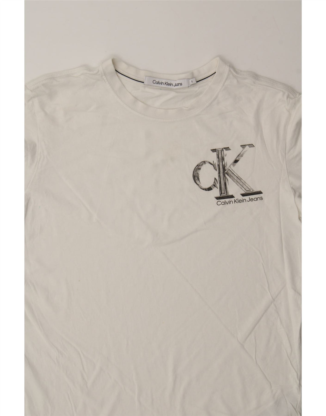 CALVIN KLEIN Mens T-Shirt Top Small White Cotton Vintage Calvin Klein and Second-Hand Calvin Klein from Messina Hembry 