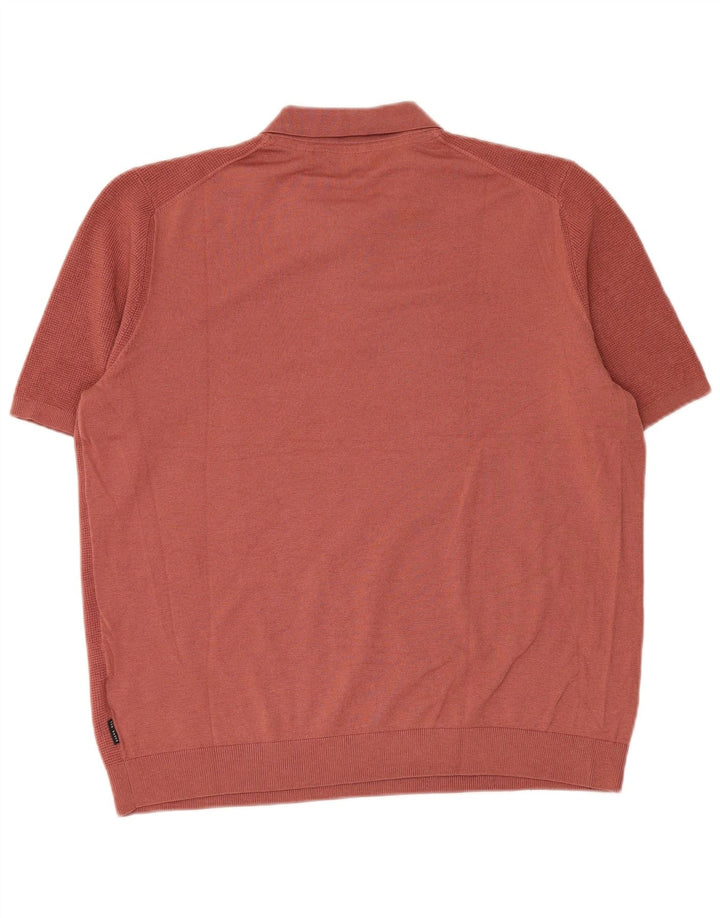Ted Baker Mens Polo Shirt Size 6 2XL Red Polyester