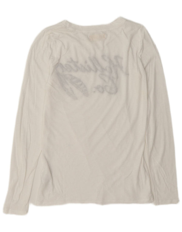 Hollister Mujer Graphic Top Manga Larga UK 10 Small Algodón Blanco